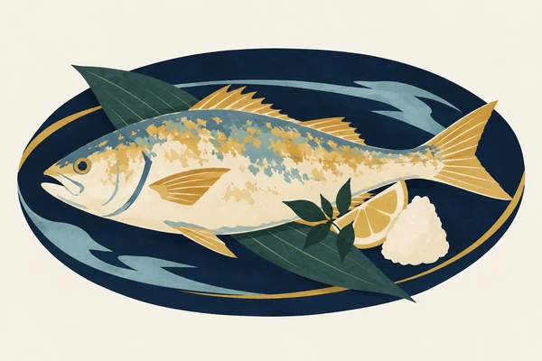 魚料理を描いたイラスト
